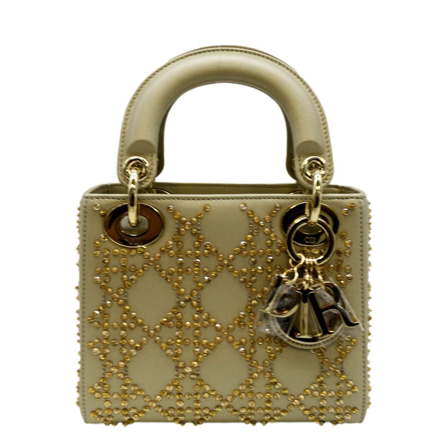 Dior Lady Shoulder Bag Platinum Metallic Leather Lambskin Mini