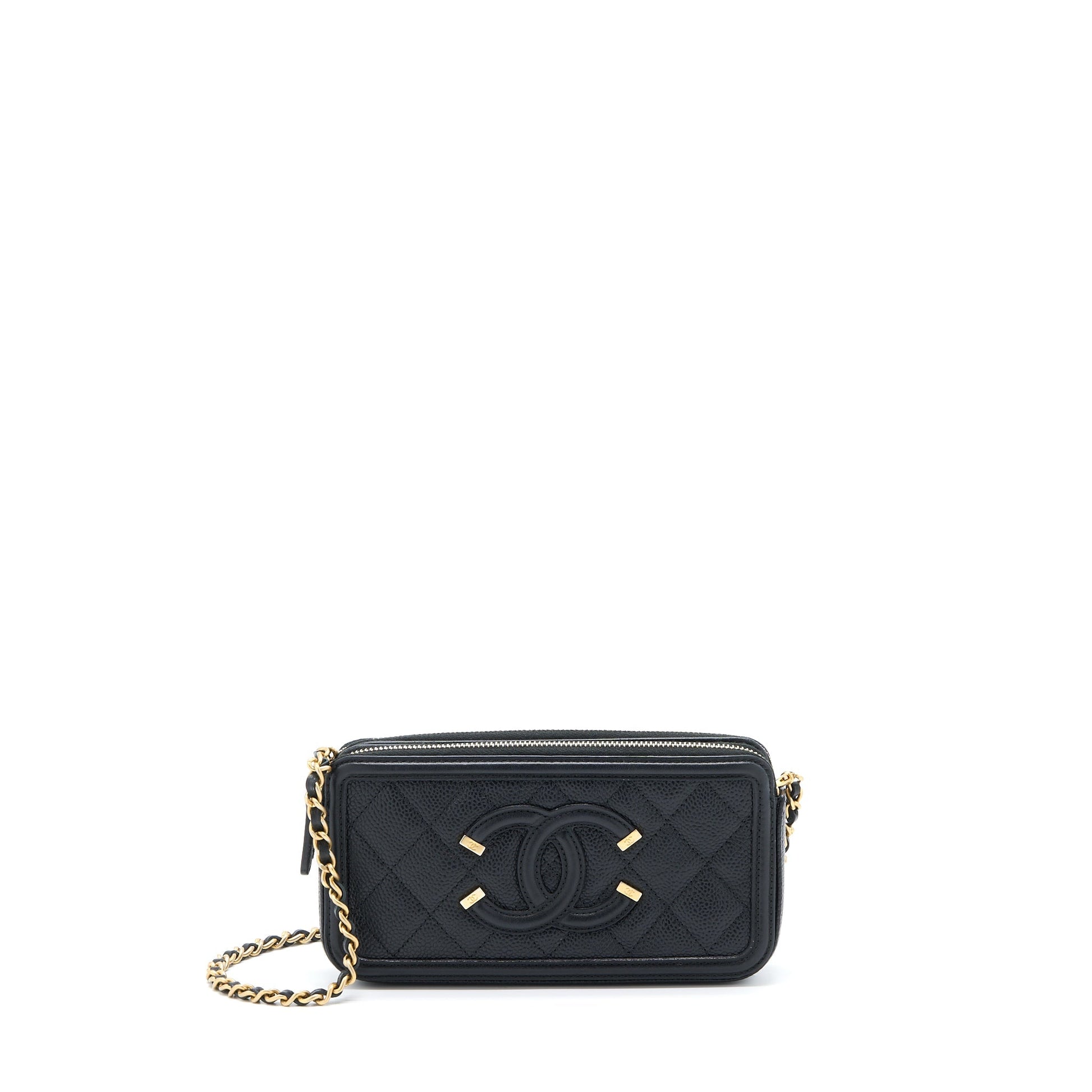 Chanel Filigree Long On Caviar GHW Black Wallet Case