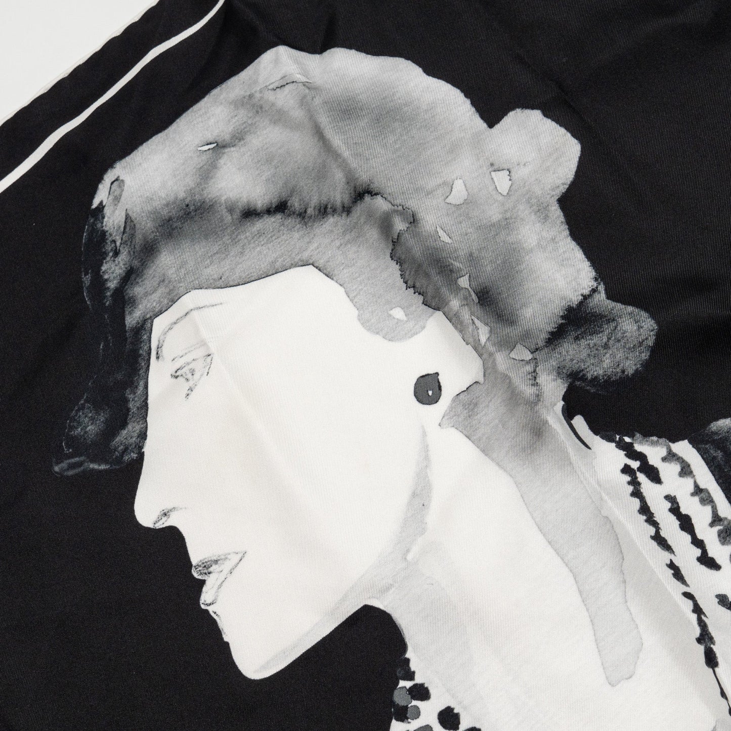 Chanel 90x90cm Coco Silk Scarf Black White