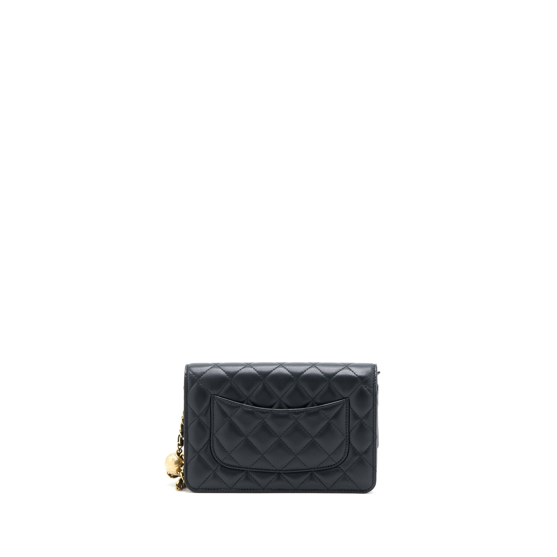 Chanel Pearl Crush on Lambskin Brushed GHW Black Wallet Case Ghw Microchip