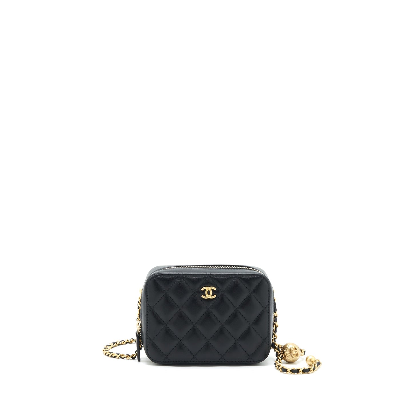 Chanel 22C Pearl Crush Camera Lambskin GHW Black Mini Bag