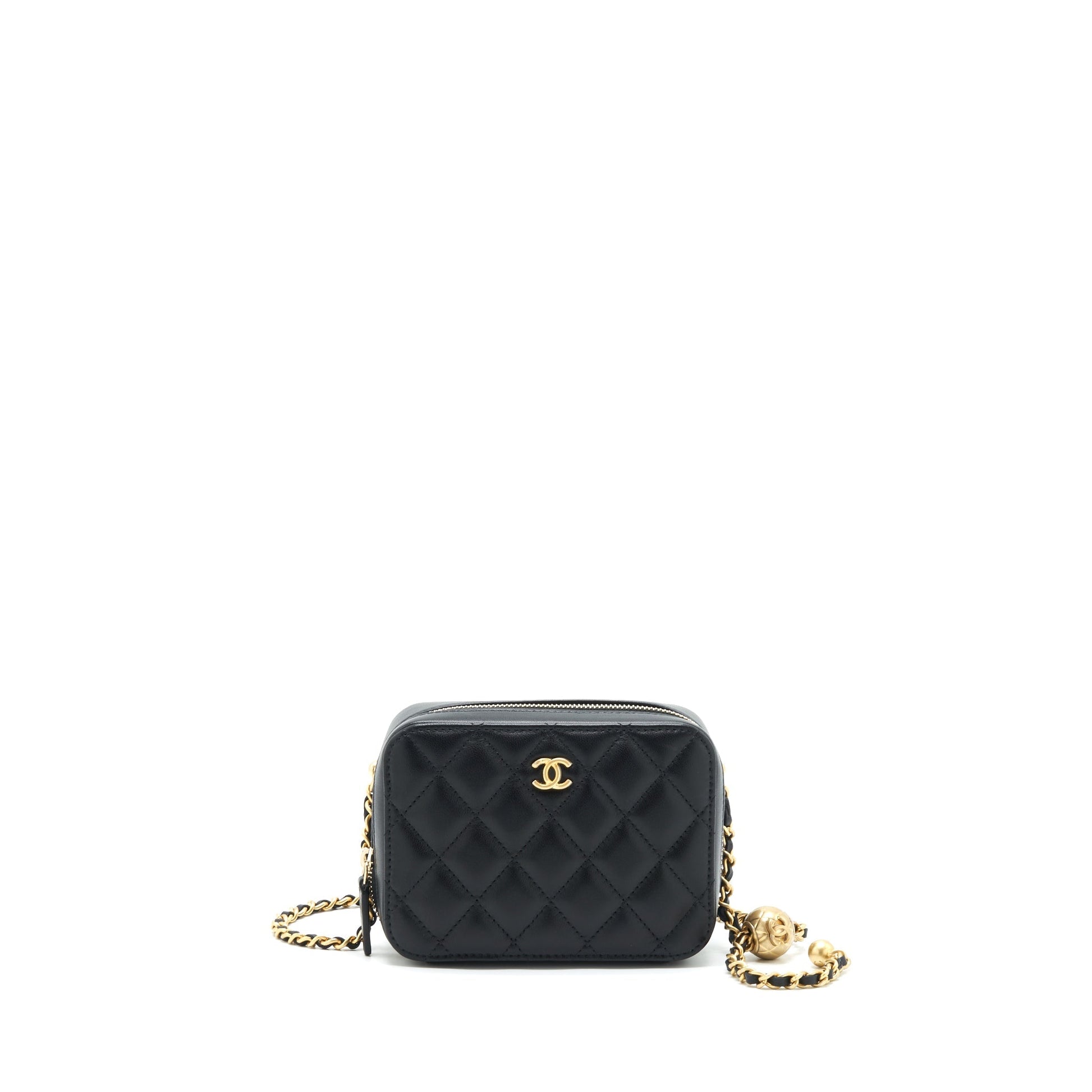 Chanel 22C Pearl Crush Camera Lambskin GHW Black Mini Bag