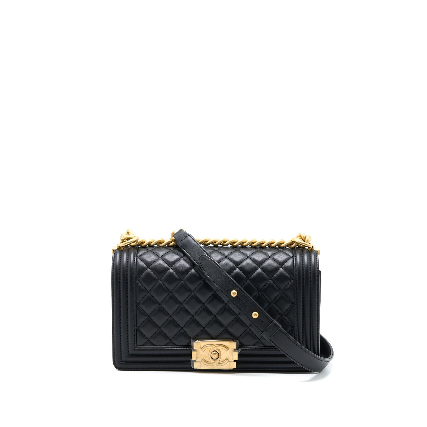Chanel Boy Calfskin GHW Microchip Black Handbag
