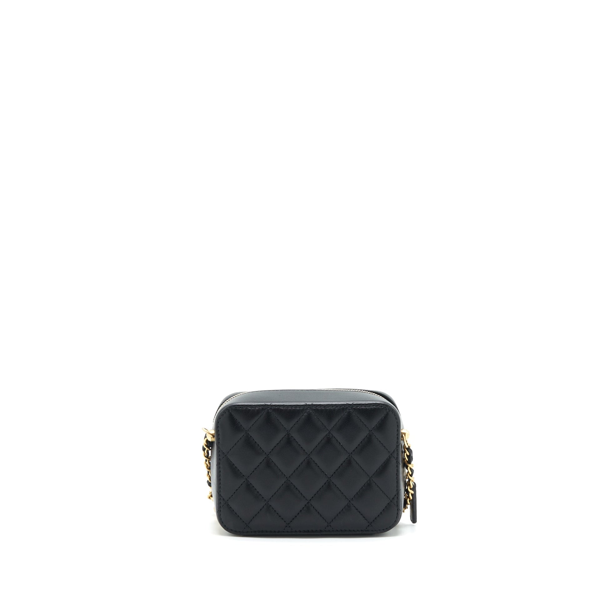 Chanel 22C Pearl Crush Camera Lambskin GHW Black Mini Bag