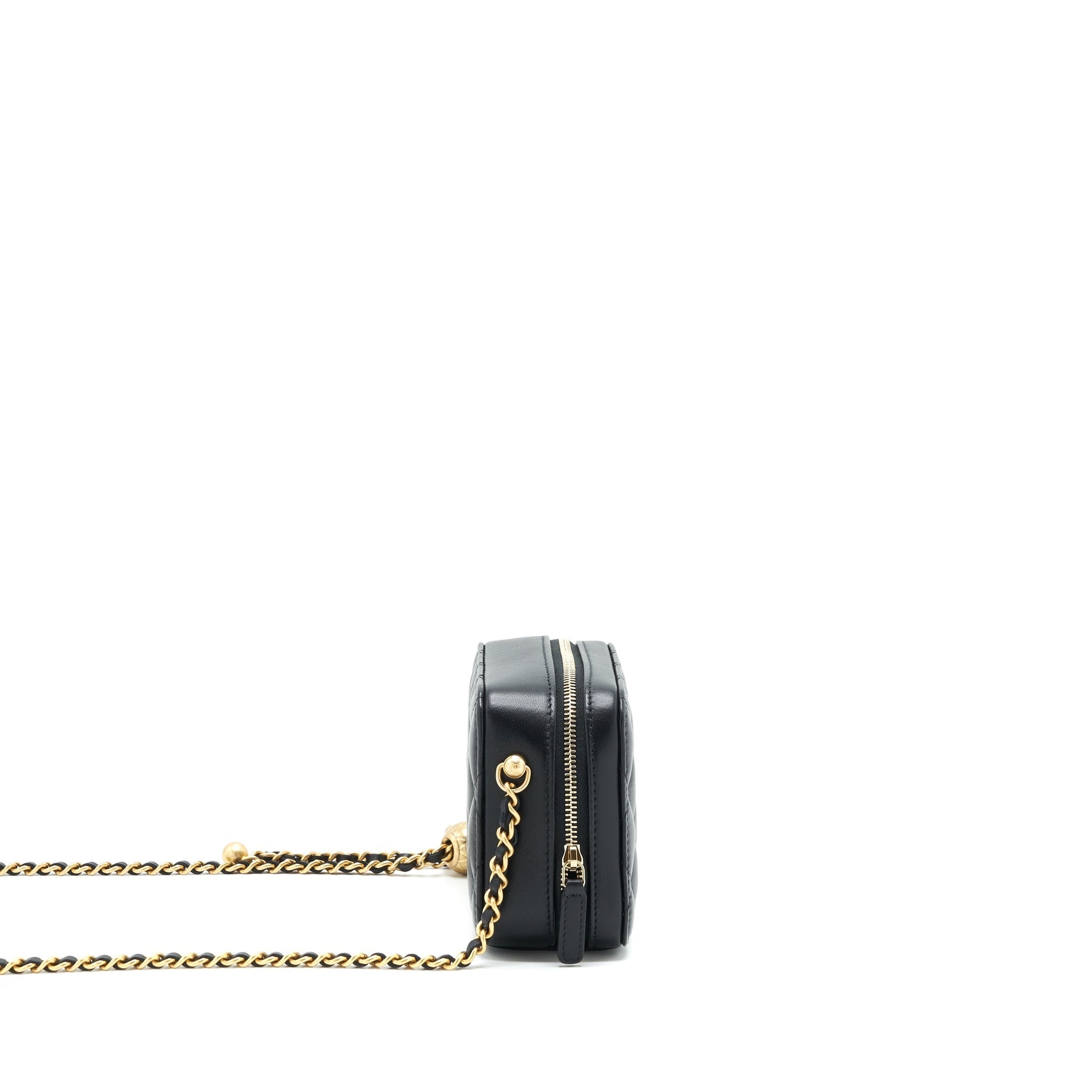 Chanel 22C Pearl Crush Camera Lambskin GHW Black Mini Bag