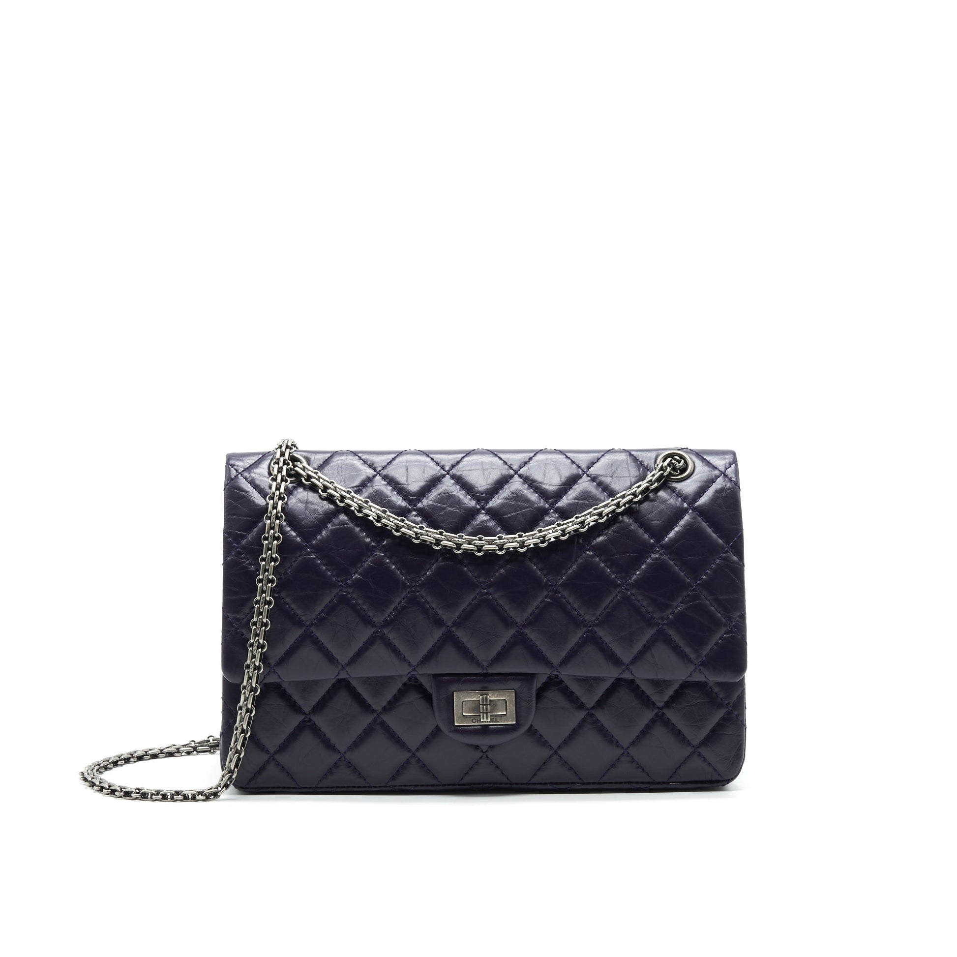 Chanel Reissue 226 Dark Purple ilver ruthenium Silver Handbag
