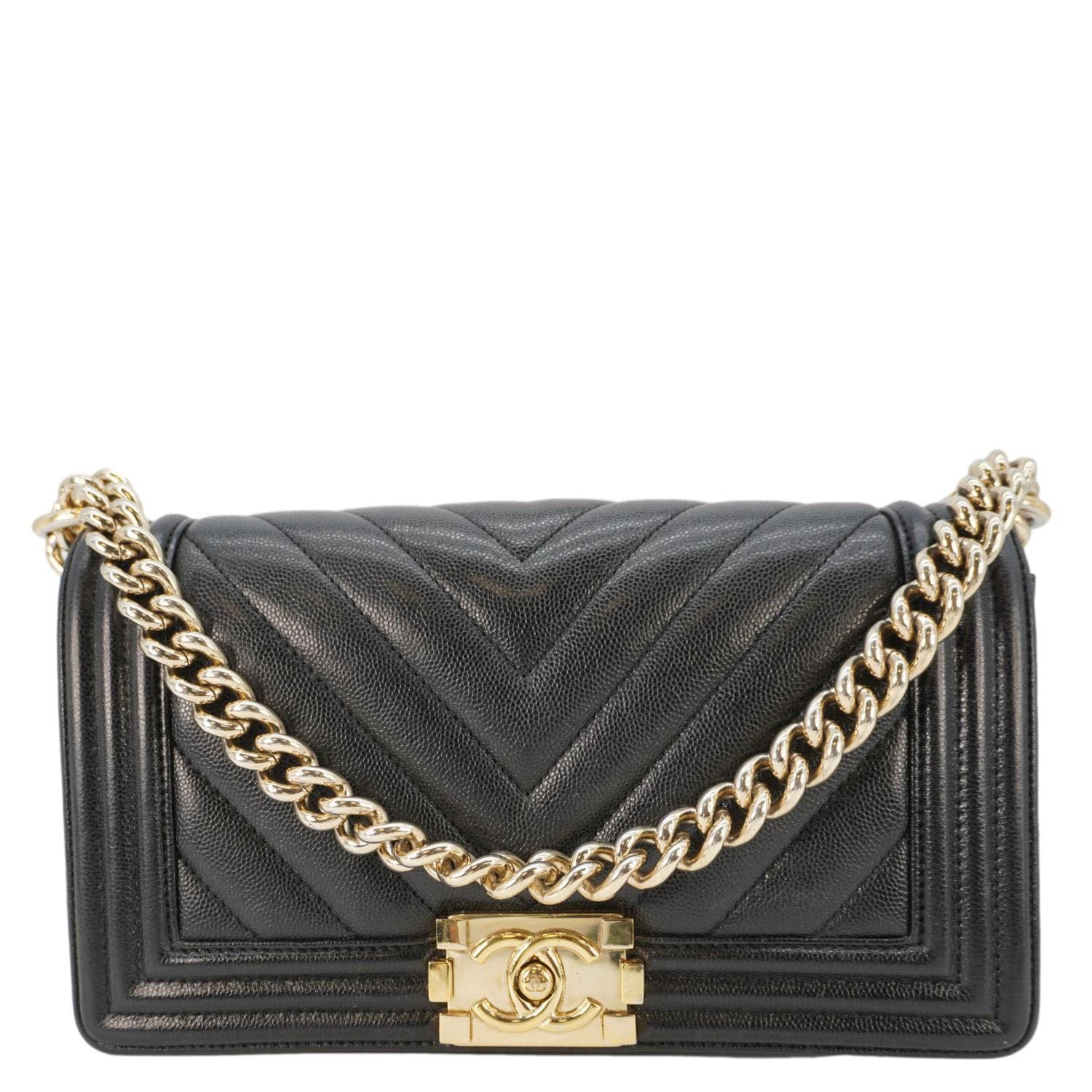 Chanel Boy Flap Chevron Leather Black Travel Bag Flap Bag