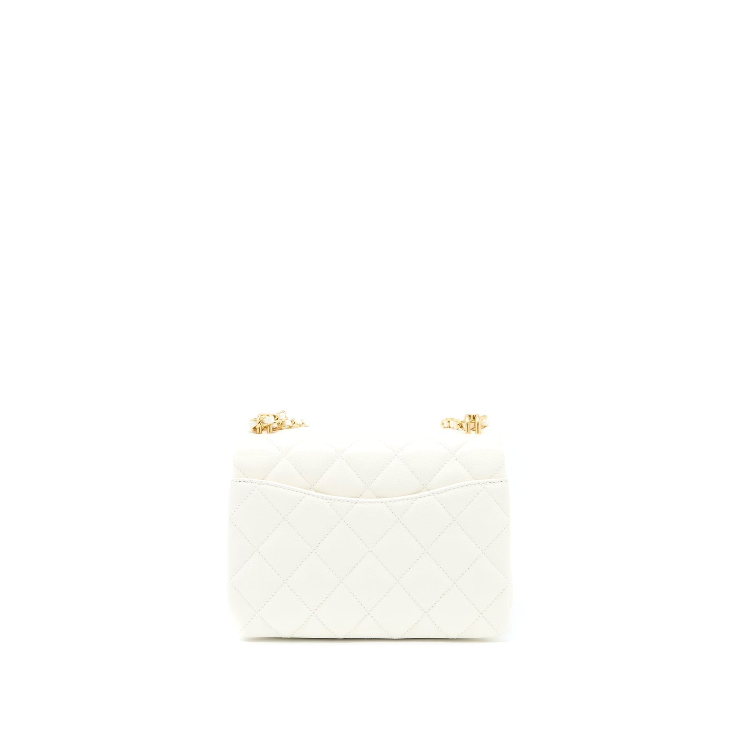 Chanel 22K Coco Caviar GHW Microchip White Handbag