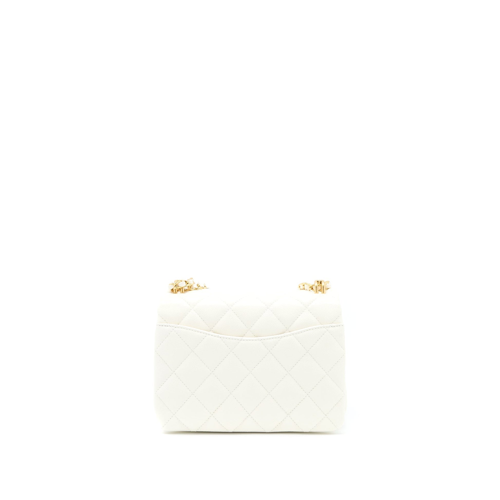 Chanel 22K Coco Caviar GHW Microchip White Handbag