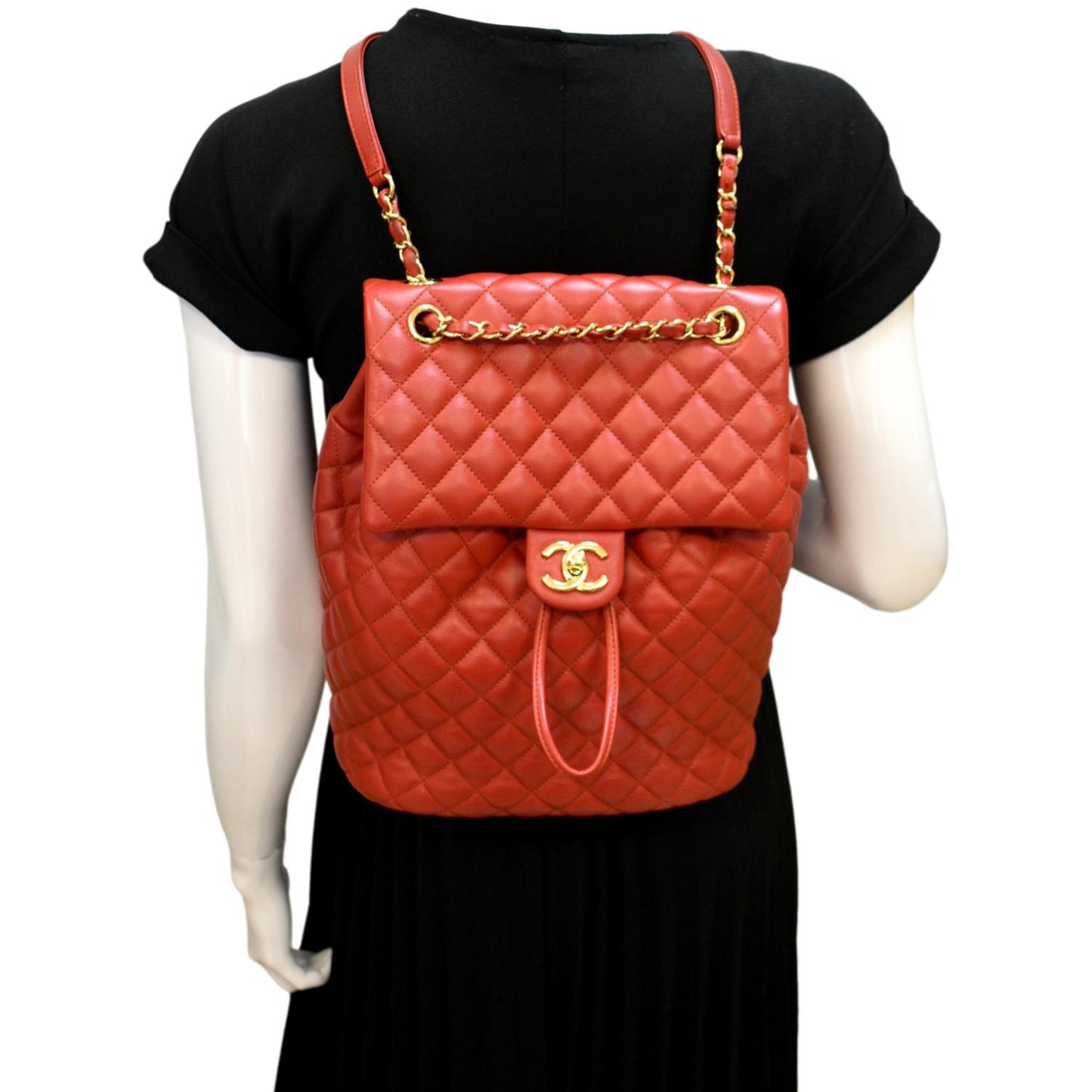 Chanel Urban Spirit Quilted Backpack Leather Red Travel Bag