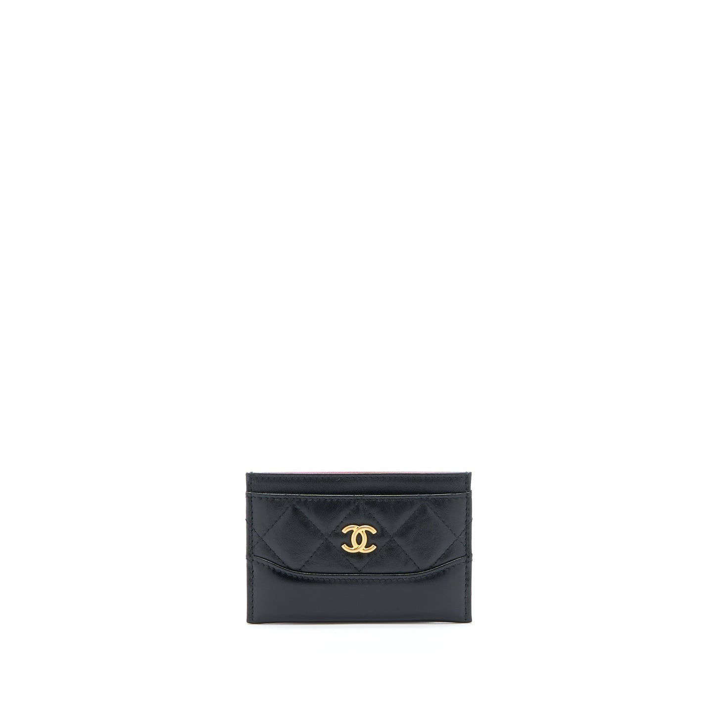 Chanel Gabrielle Card Holder Aged Calfskin GHW Black Wallet Case