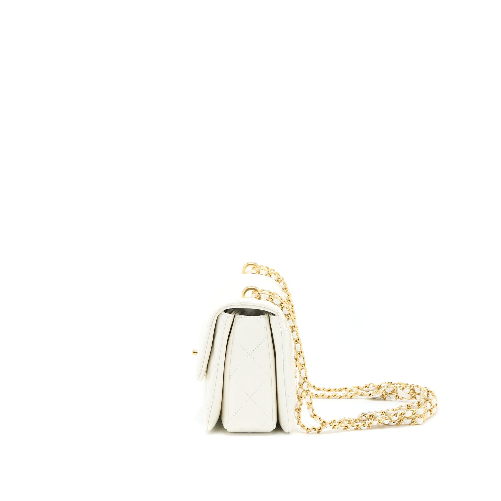 Chanel 22K Coco Caviar GHW Microchip White Handbag
