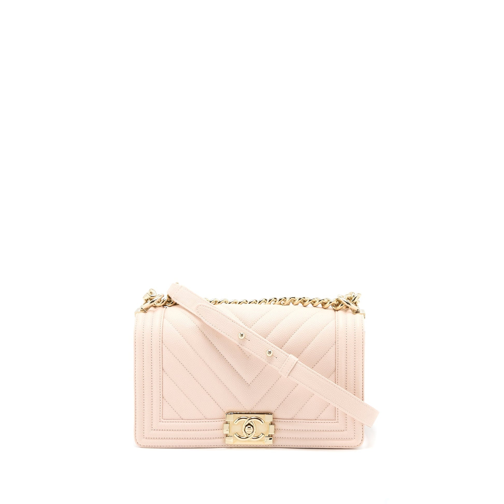 Chanel Boy Chevron Caviar Light LGHW Pink Handbag