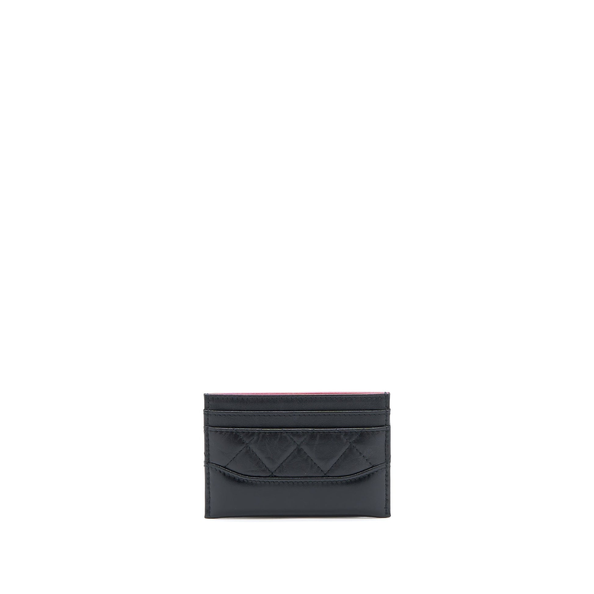 Chanel Gabrielle Card Holder Aged Calfskin GHW Black Wallet Case
