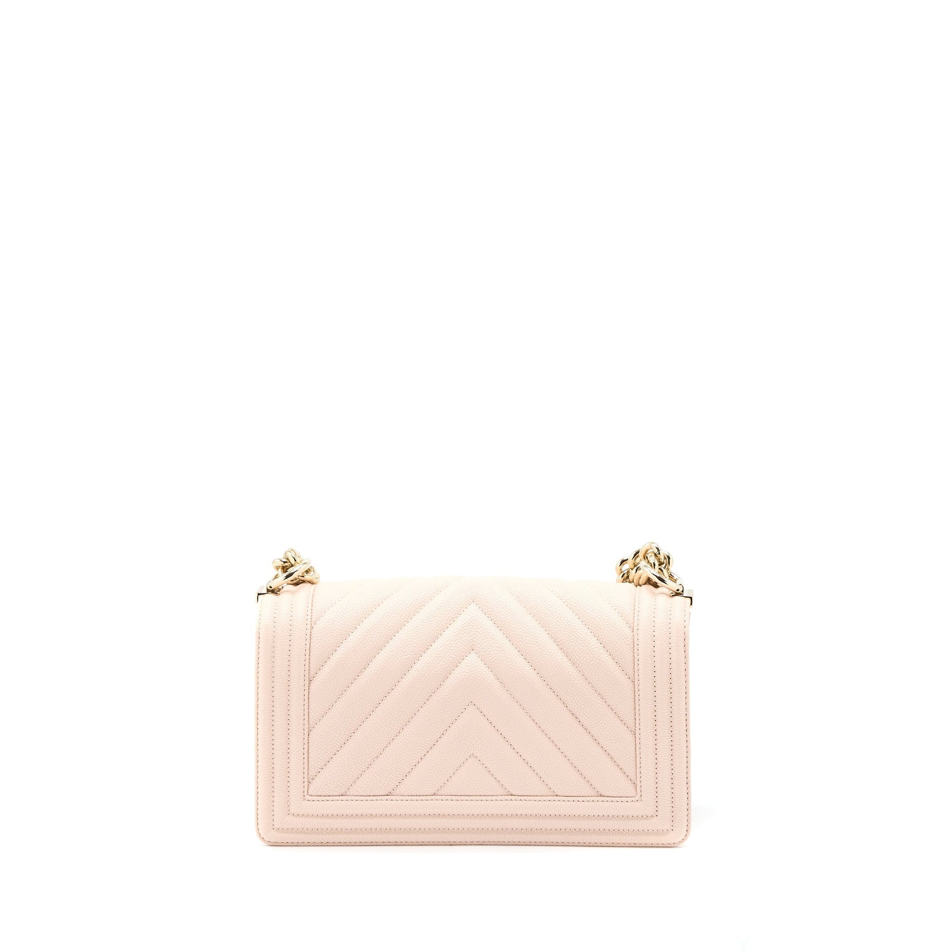 Chanel Boy Chevron Caviar Light LGHW Pink Handbag