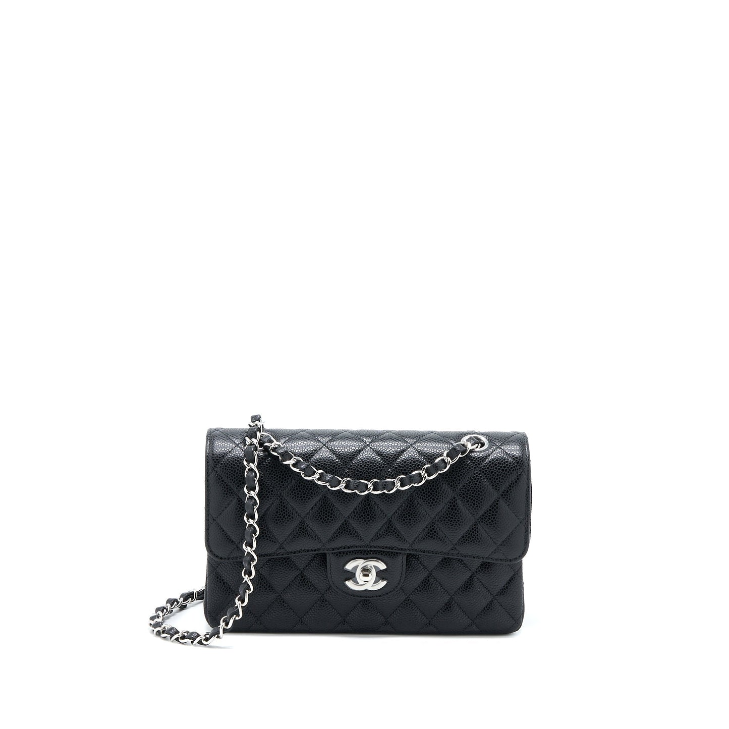 Chanel Classic Double Flap Caviar SHW Microchip Black Small Shoulder Bag Microchip 1