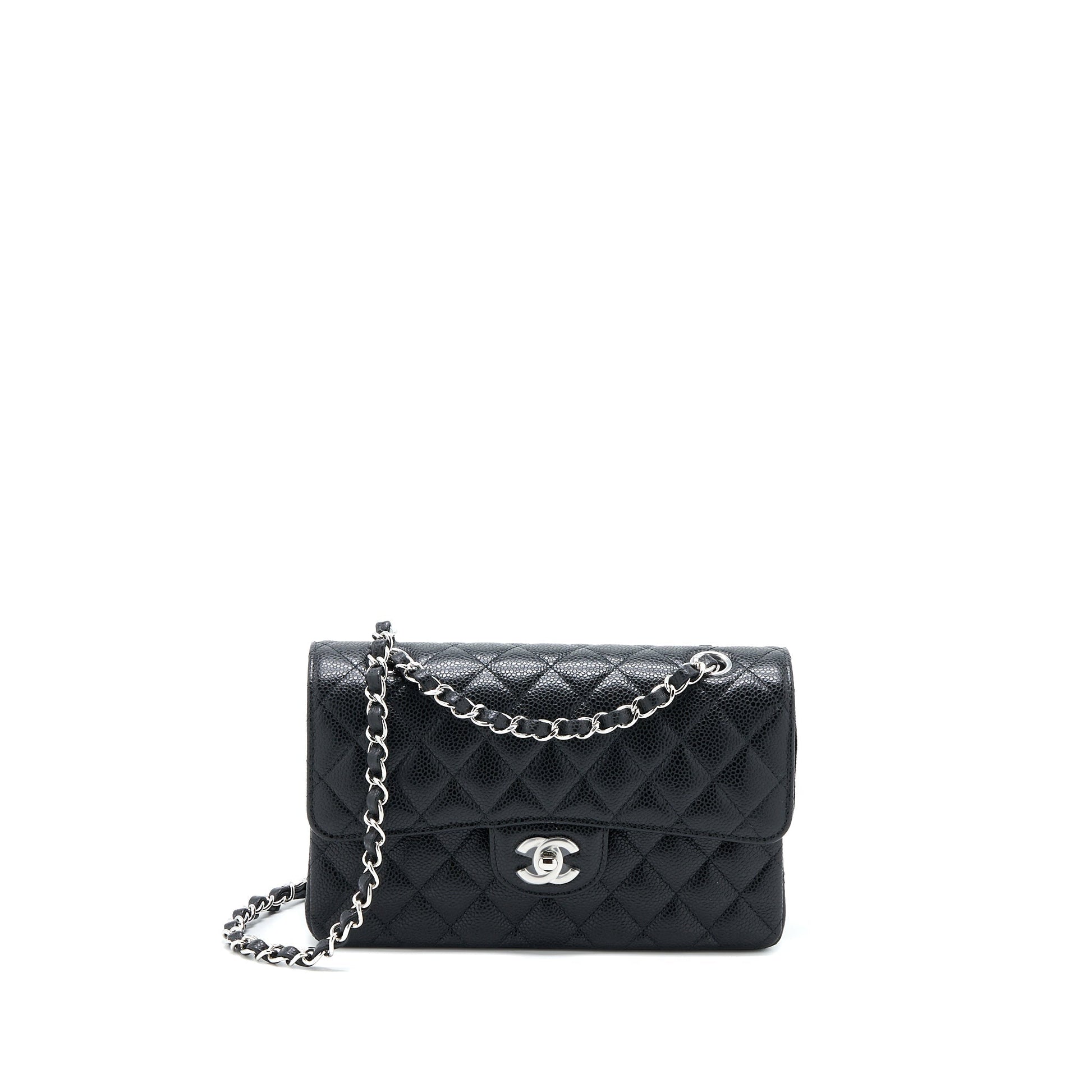 Chanel Classic Double Flap Caviar SHW Microchip Black Small Shoulder Bag Microchip 1