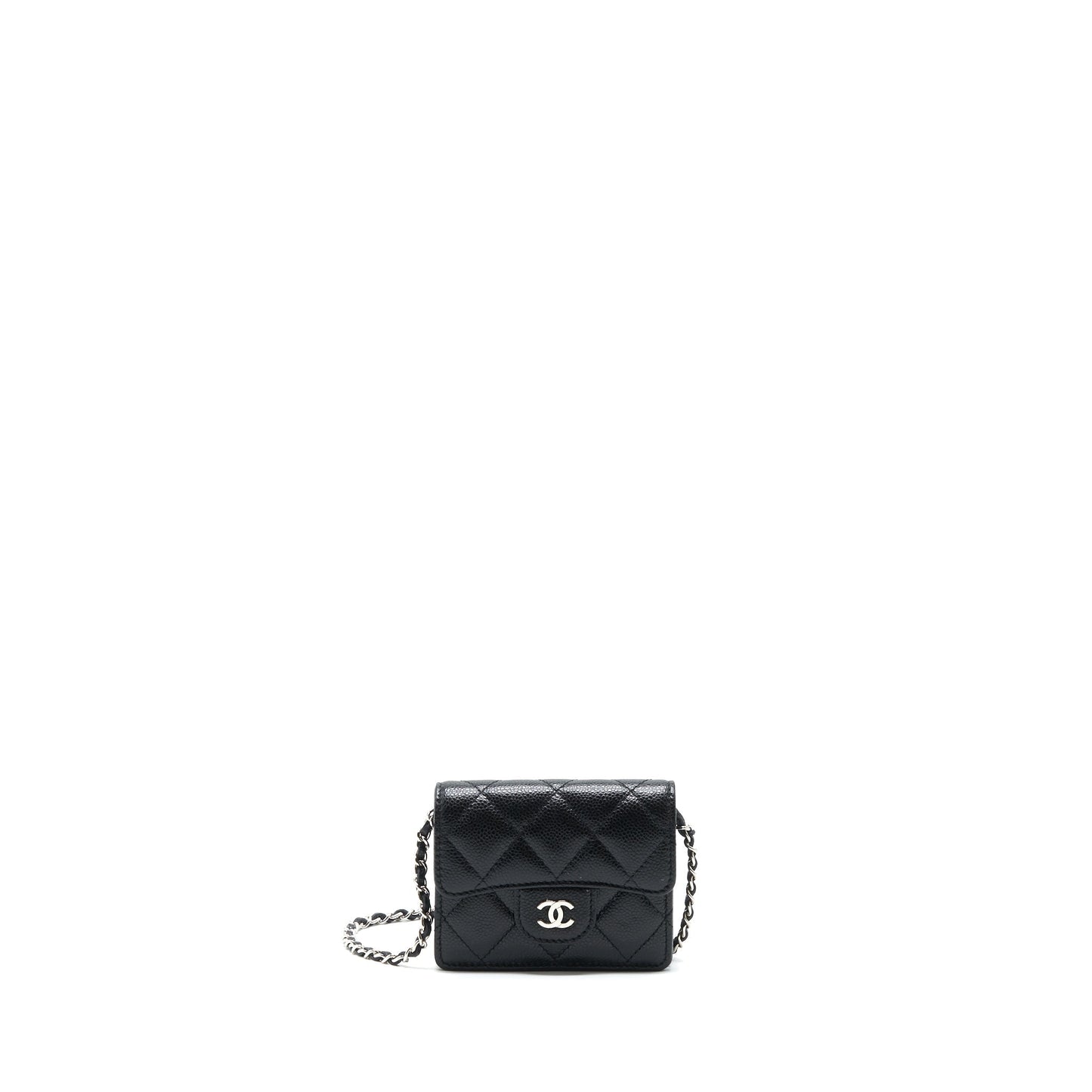 Chanel Card Holder Caviar SHW Black Wallet Case
