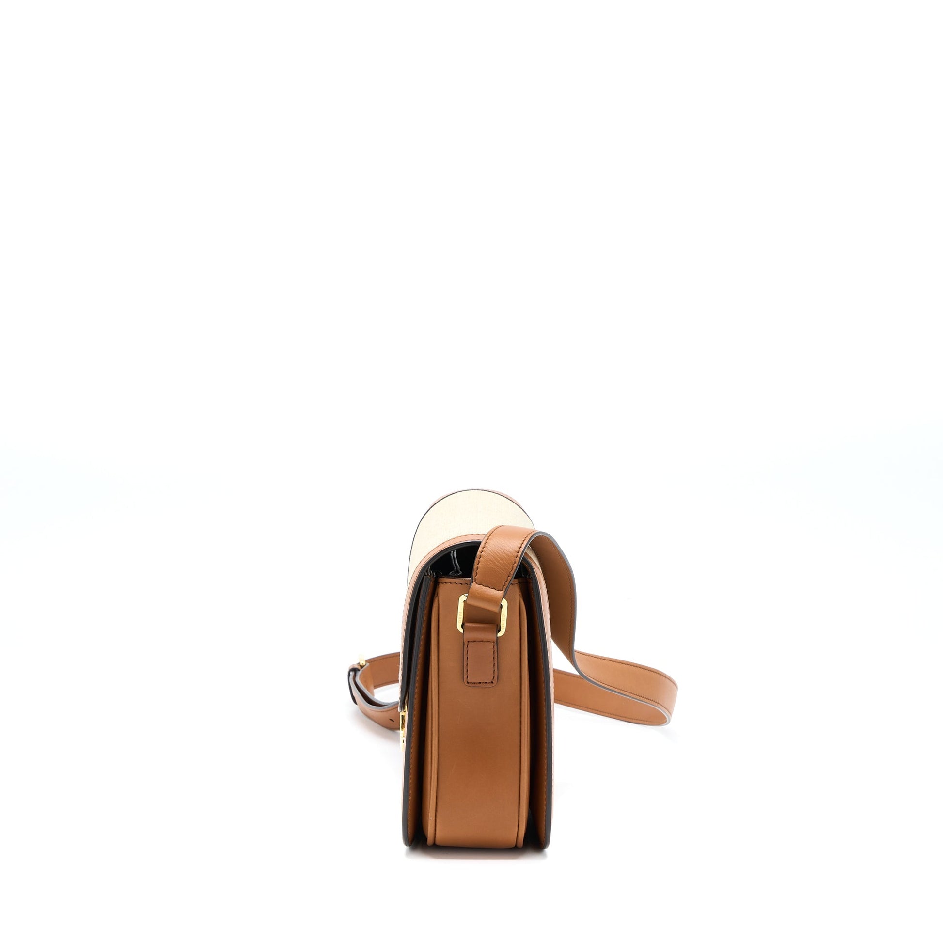 Celine Triomphe Purse In Textile Natural Calfskin Handbag Medium Travel Bag