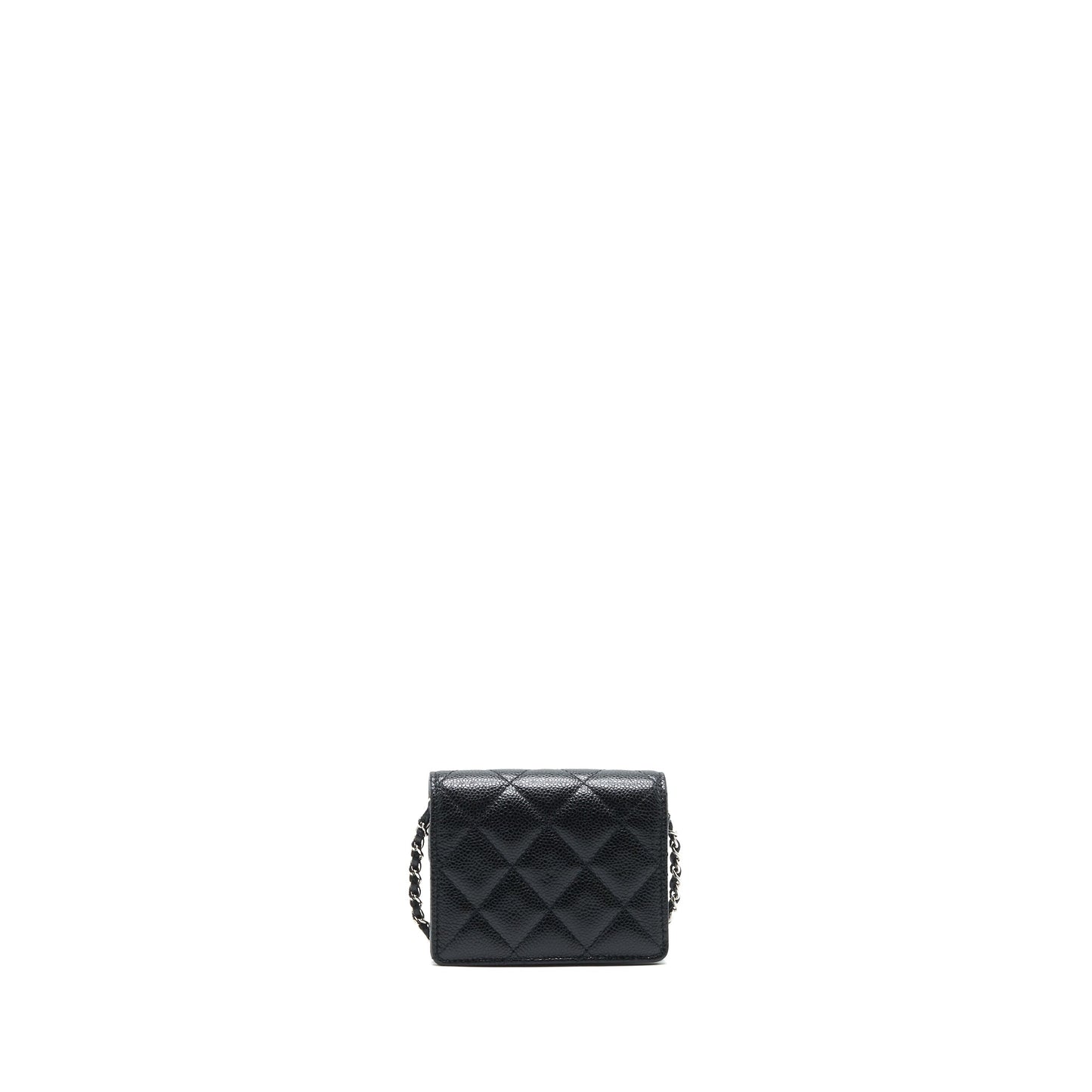 Chanel Card Holder Caviar SHW Black Wallet Case