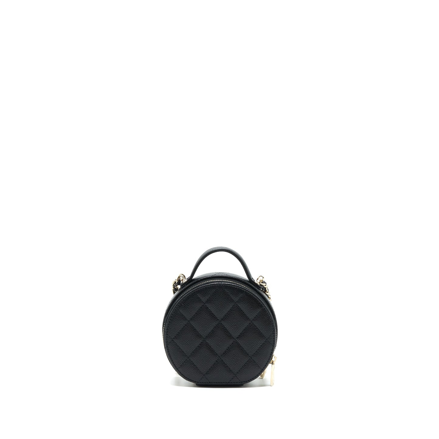 Chanel 22C Top Handle Round Vanity On Black Mini Bag