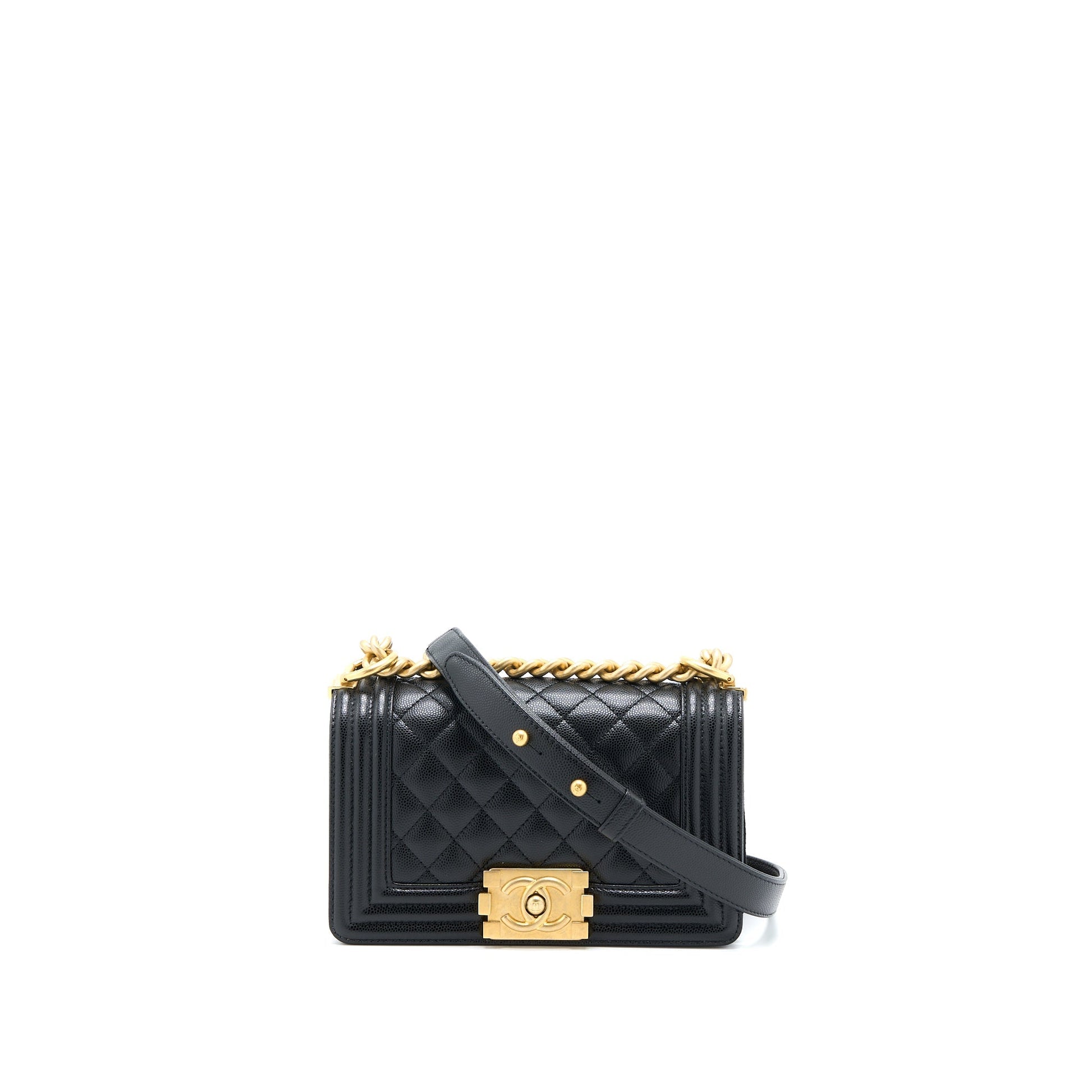 Chanel Boy Caviar GHW Microchip Black Small Handbag Microchip 2