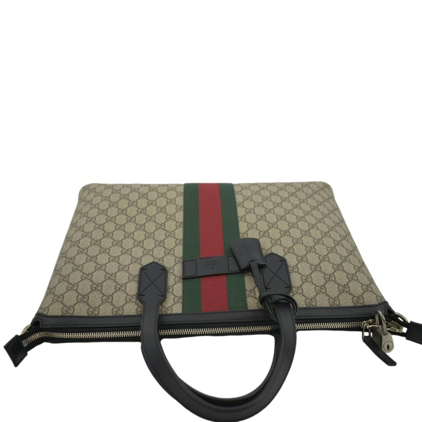 Gucci Zipper Web Supreme Tote Shoulder Bag Canvas Black