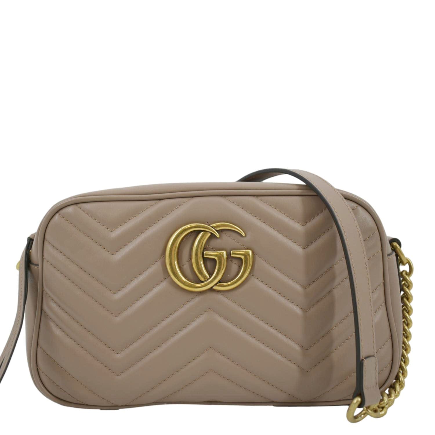 Gucci Marmont Crossbody Bag Dusty Leather Matelasse Camera Bag