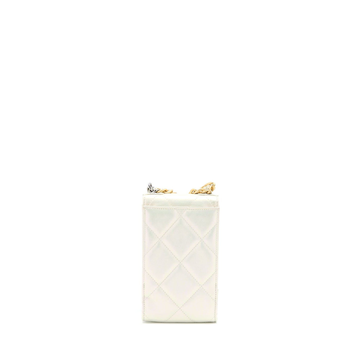 Chanel 19 Phone Iridescent GHW White Handbag