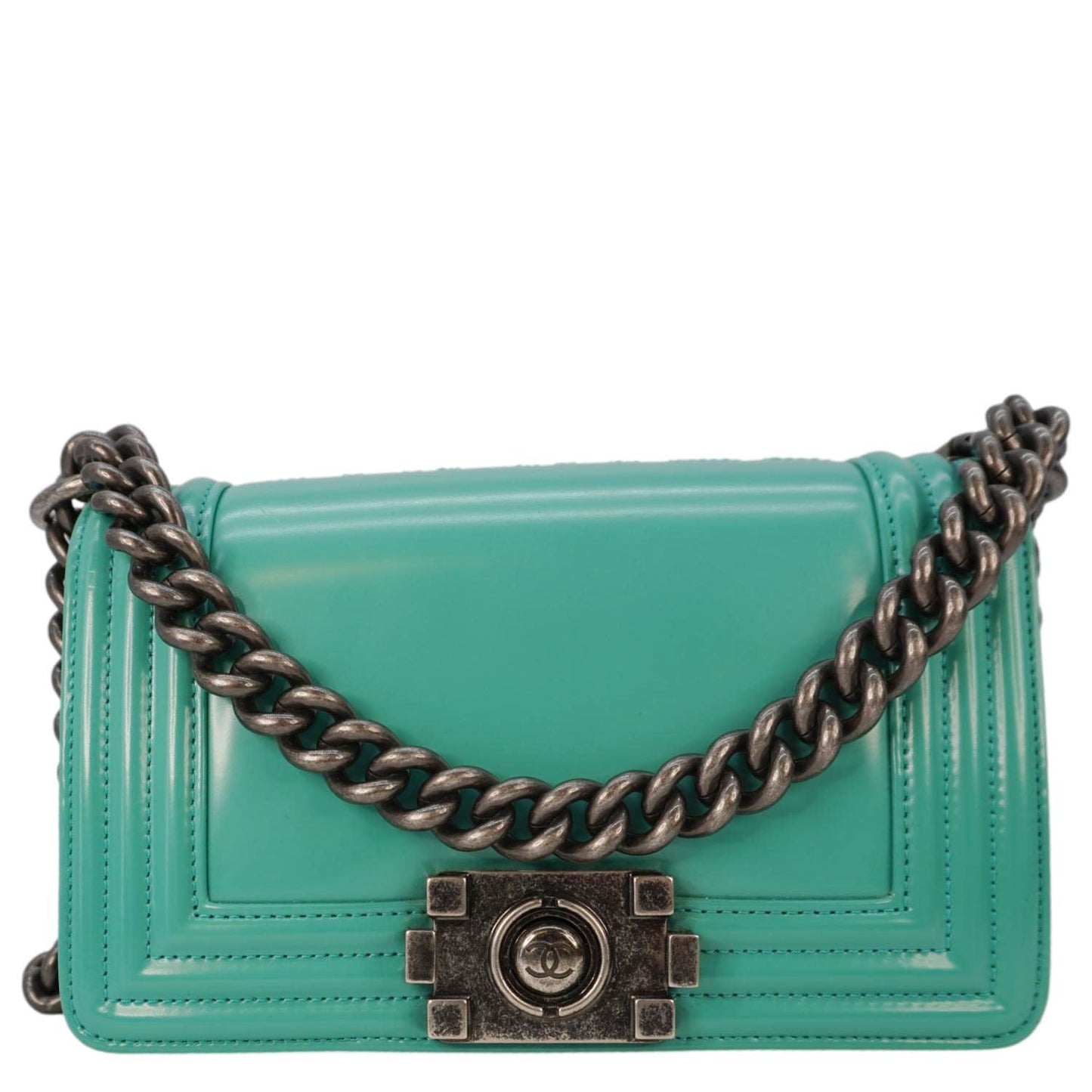 Chanel Boy Small Patent Leather Shoulder Bag Green