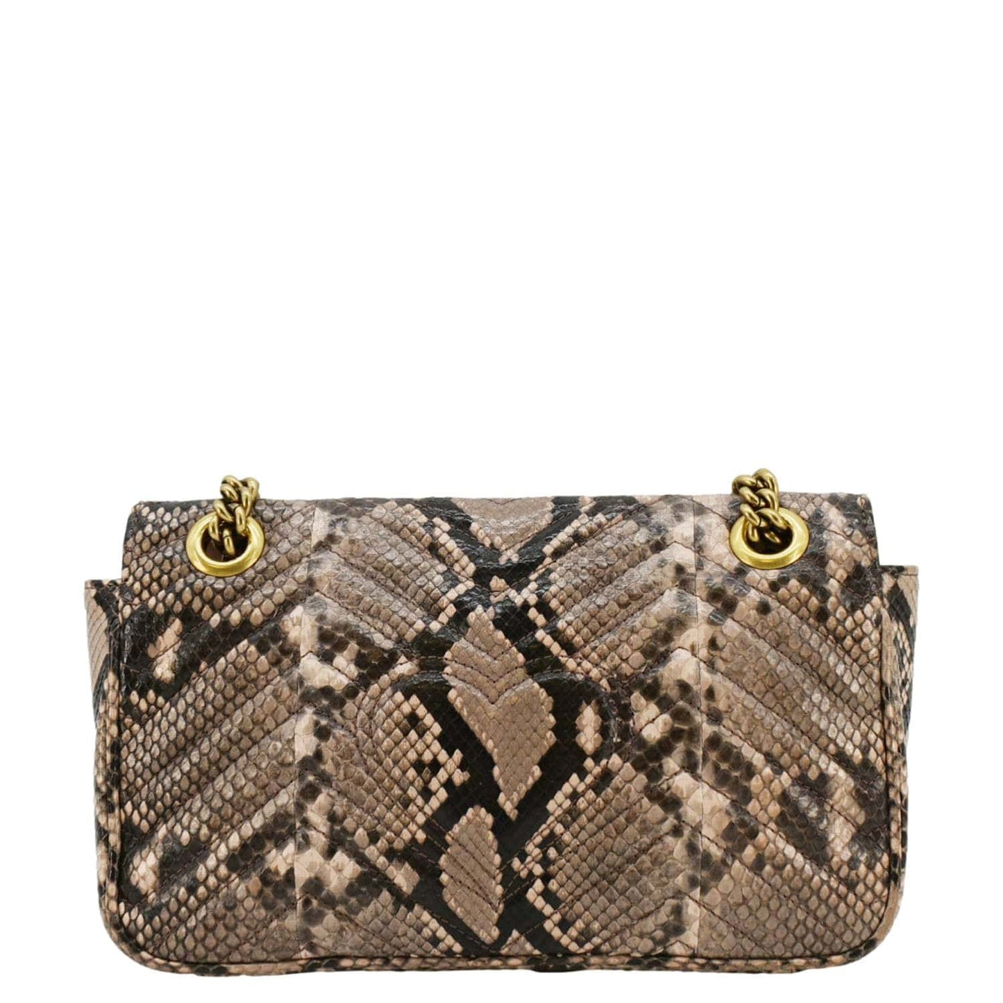 Gucci Marmont Snake Print Crossbody Bag Leather Brown