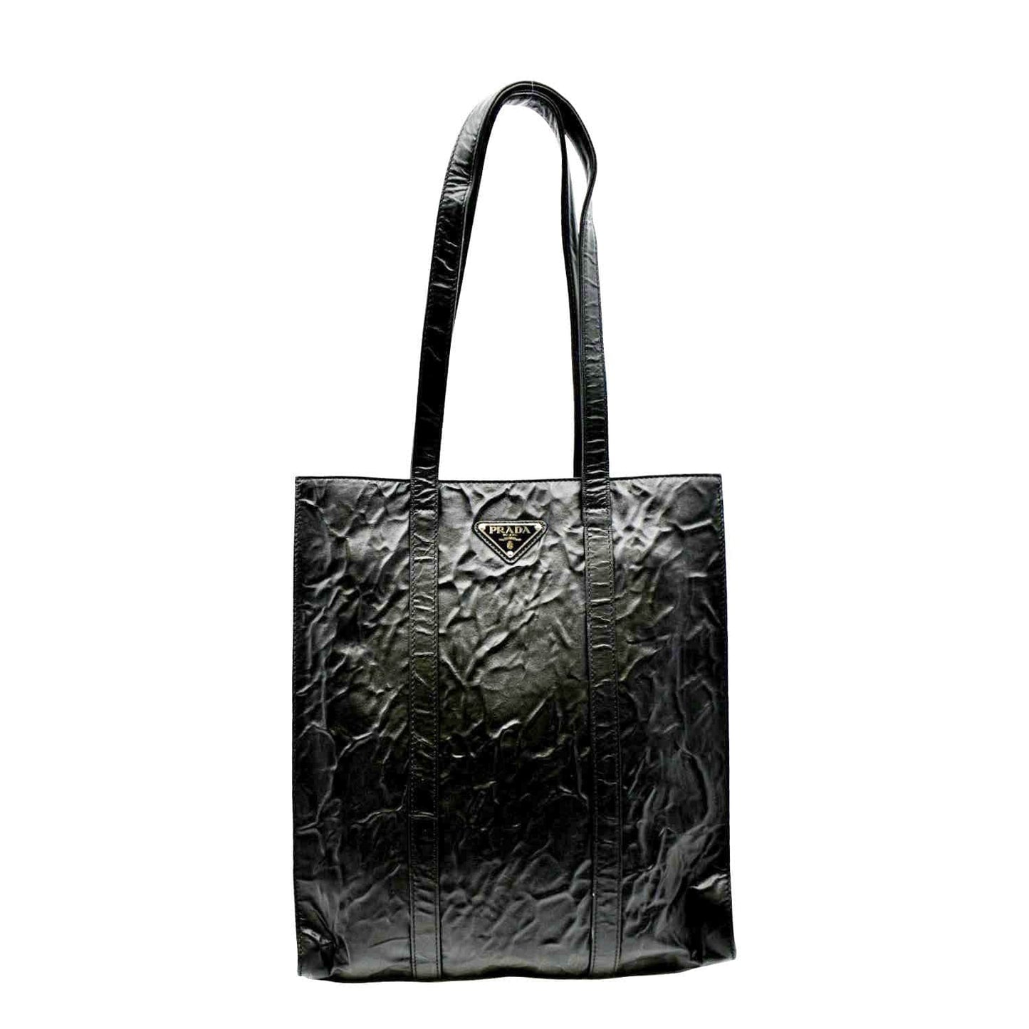 Prada Antique Nappa Tote Leather Black Small Tote Bag