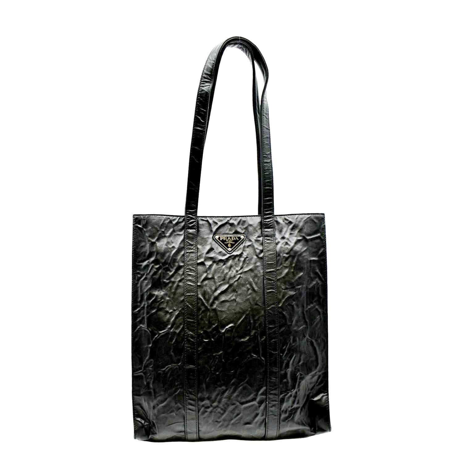 Prada Antique Nappa Tote Leather Black Small Tote Bag