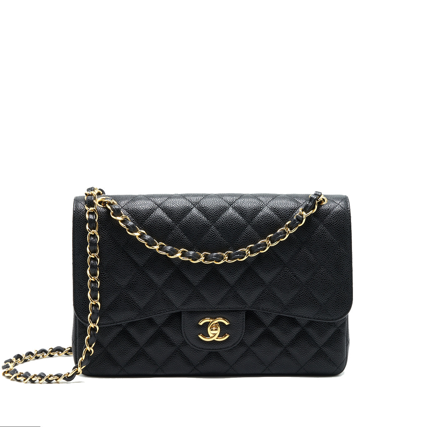 Chanel Classic Jumbo Double Flap Caviar GHW Black Shoulder Bag