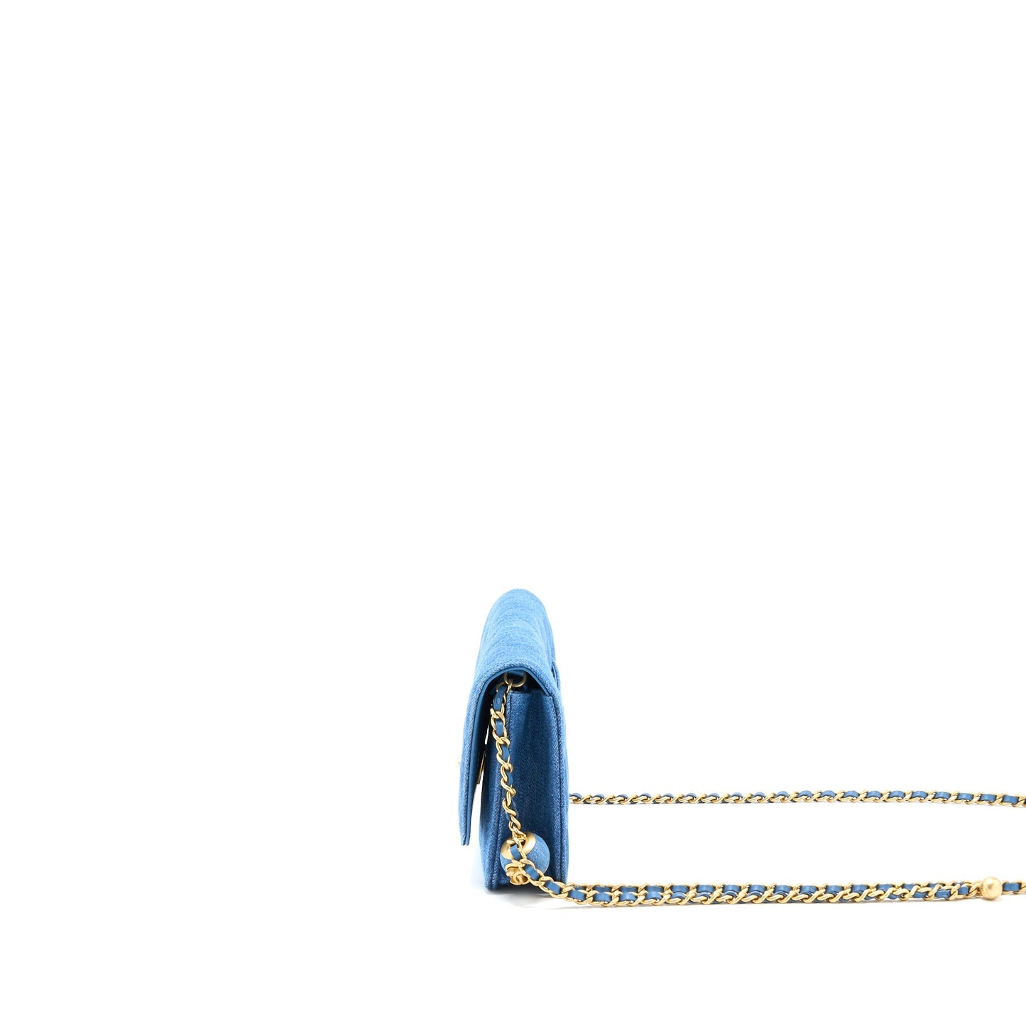Chanel Pearl Crush on Denim Light GHW Blue Wallet Case