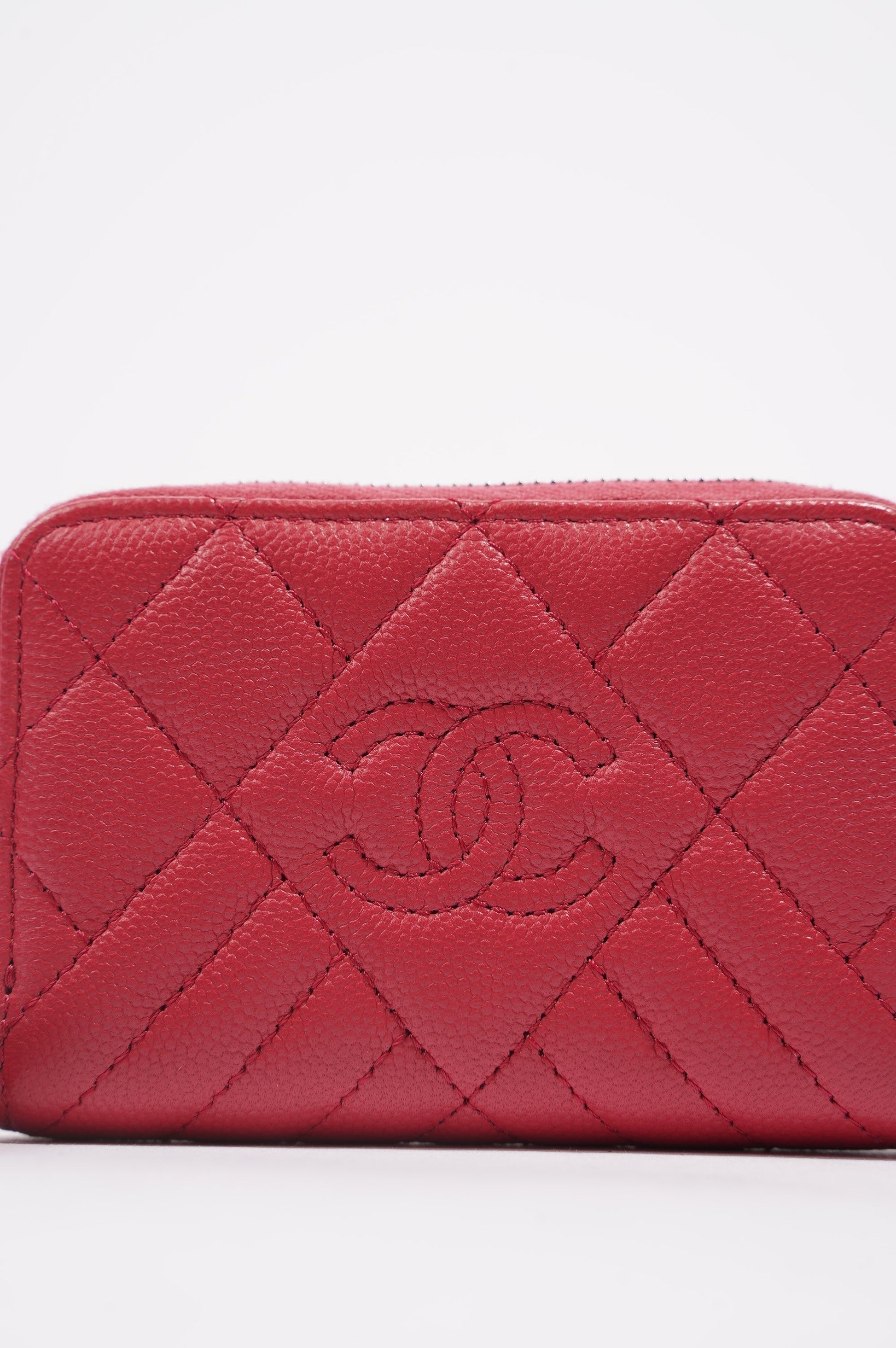 Chanel Womens Zippy Coin Wallet Pink Caviar Leather