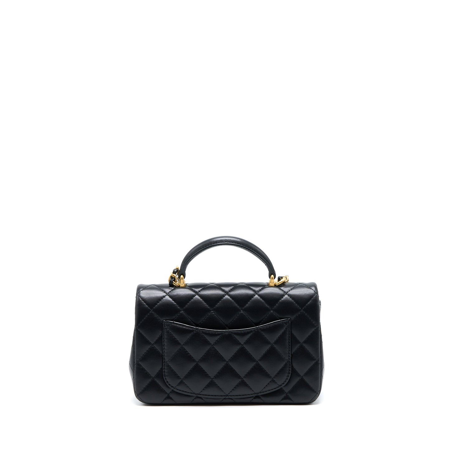Chanel 21K Top Handle Rectangular Flap Lambskin Black Shoulder Bag