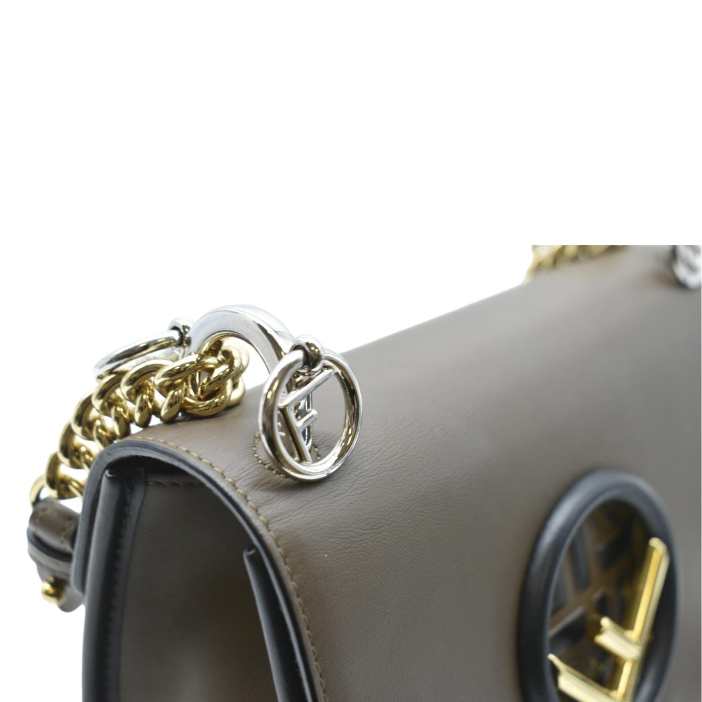 Fendi Kan Zucca Shoulder Bag Leather Brown