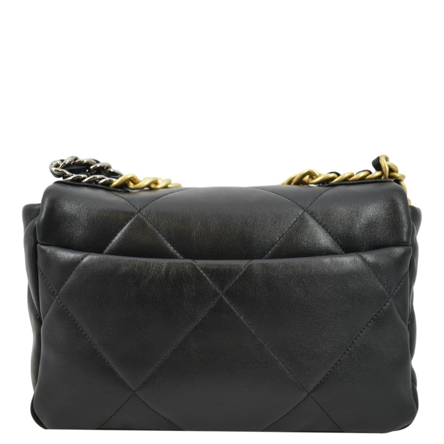 Chanel 19 Flap Quilted Leather Lambskin Black Travel Bag Bag 4
