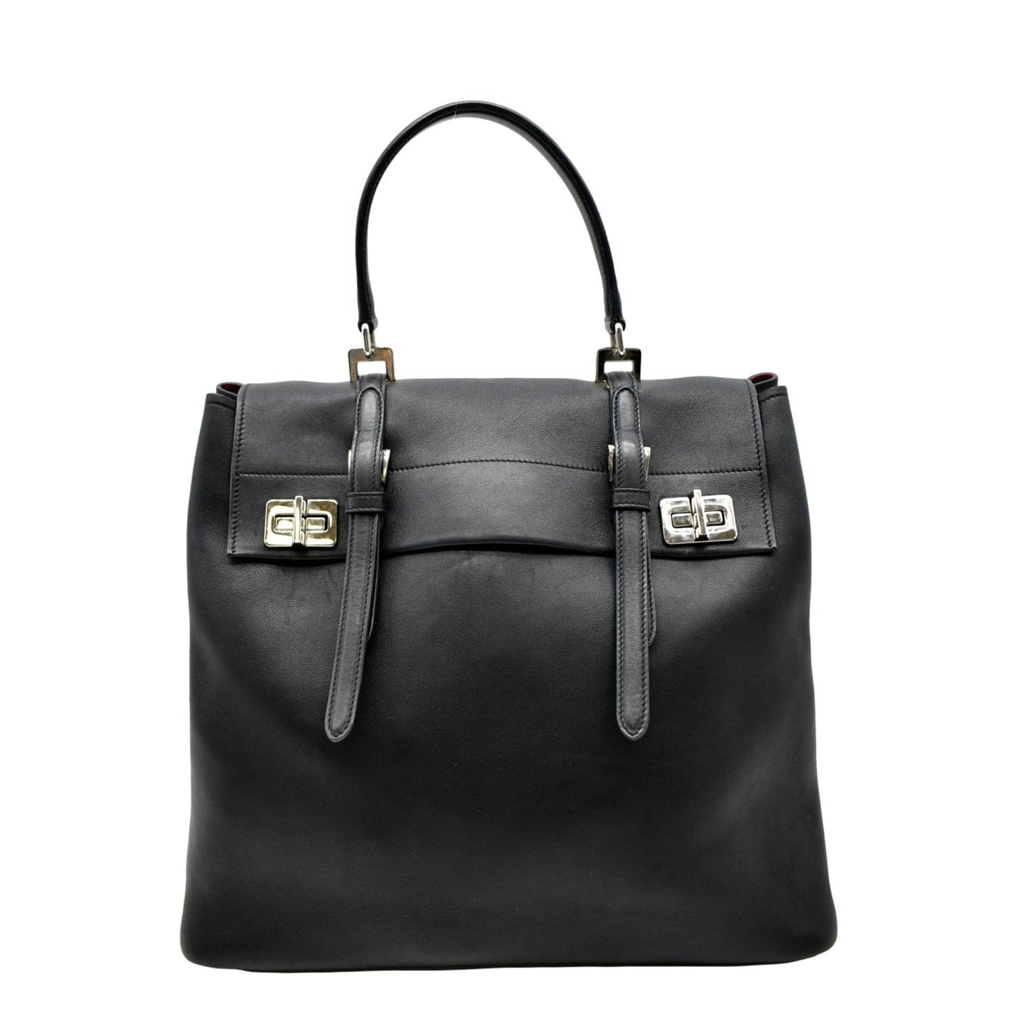 Prada 2Way Tote Shoulder Bag Leather Black