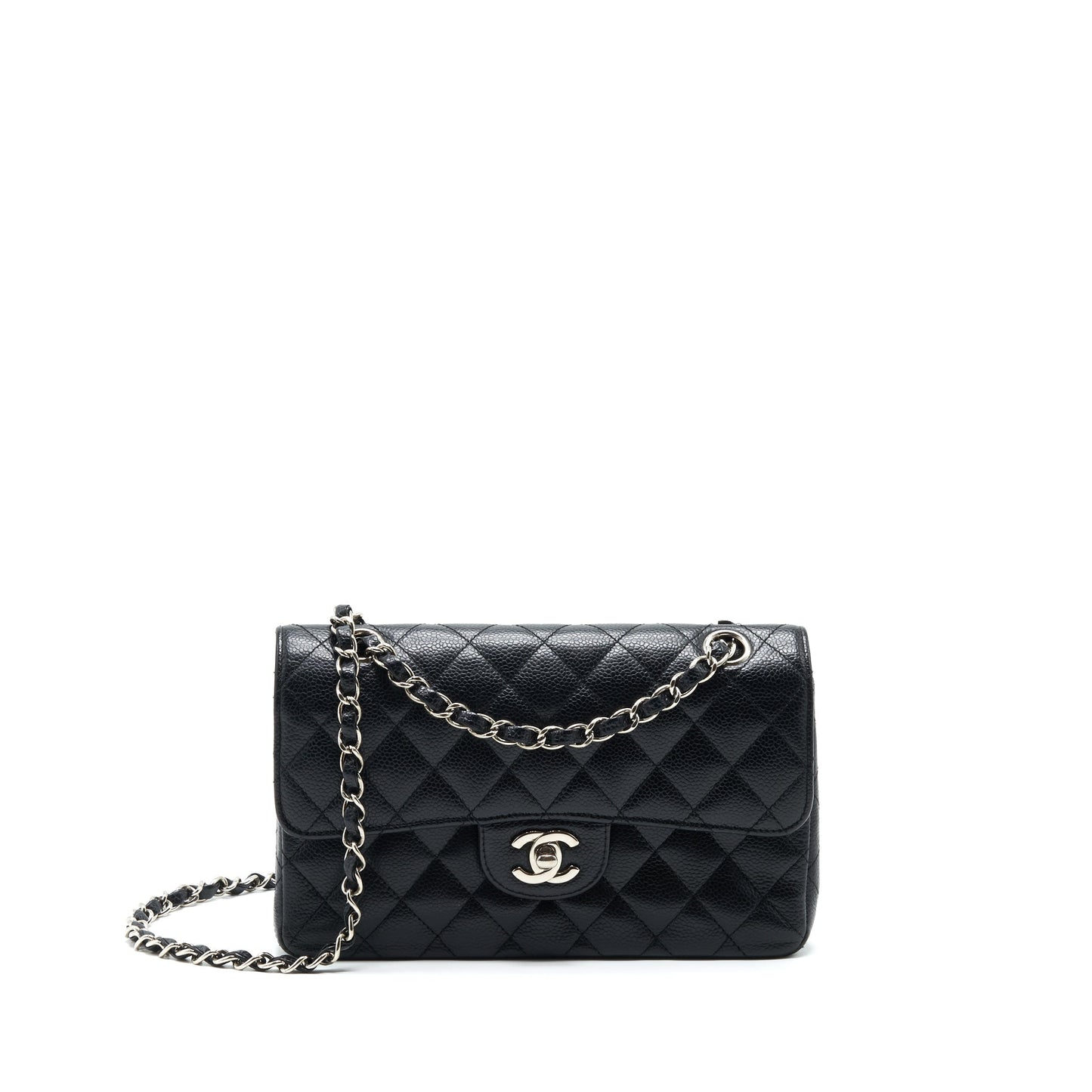 Chanel Classic Double Flap Caviar SHW Black Small Shoulder Bag