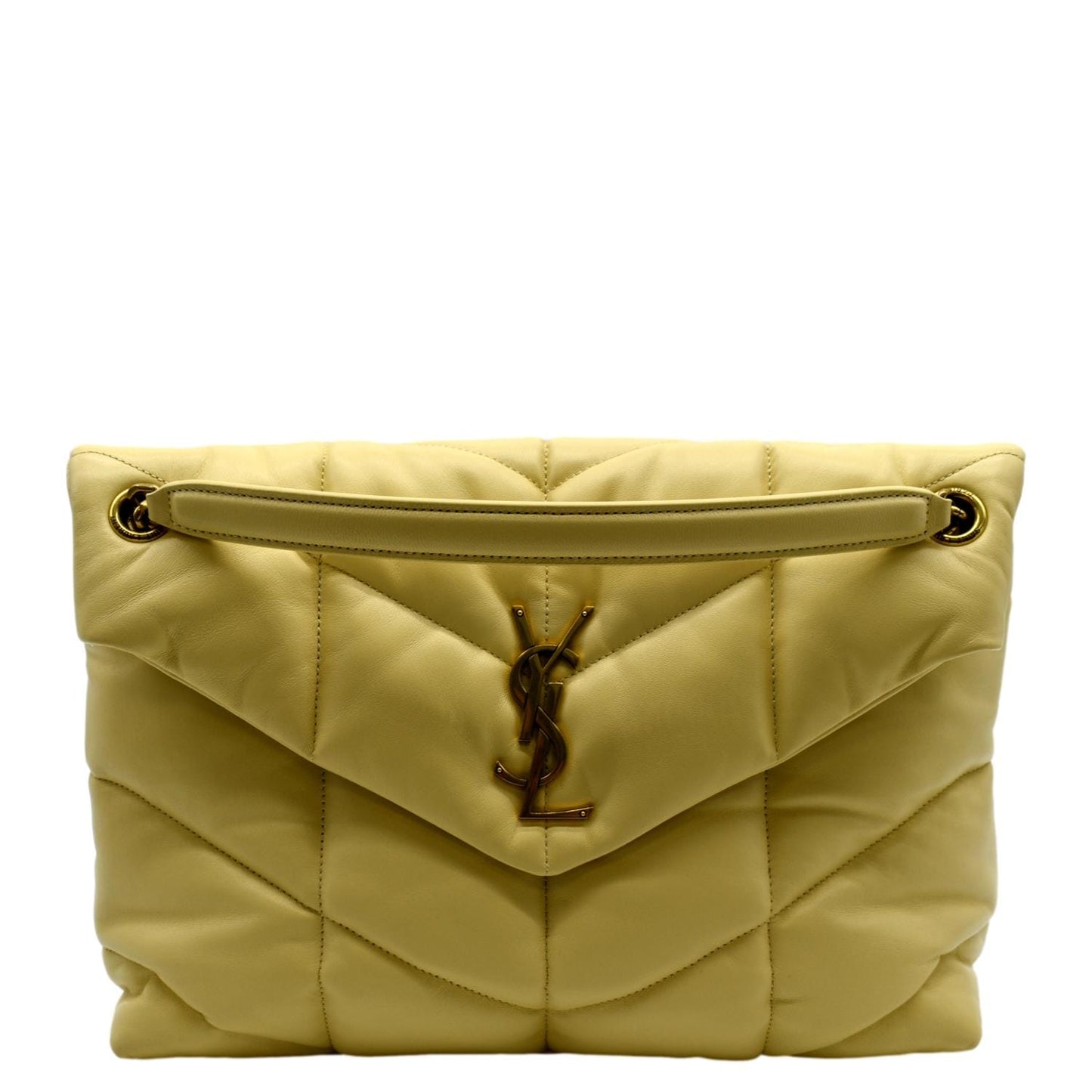 YSL Saint Laurent Saint Loulou Puffer Crossbody Bag Light Creme Leather Quilted
