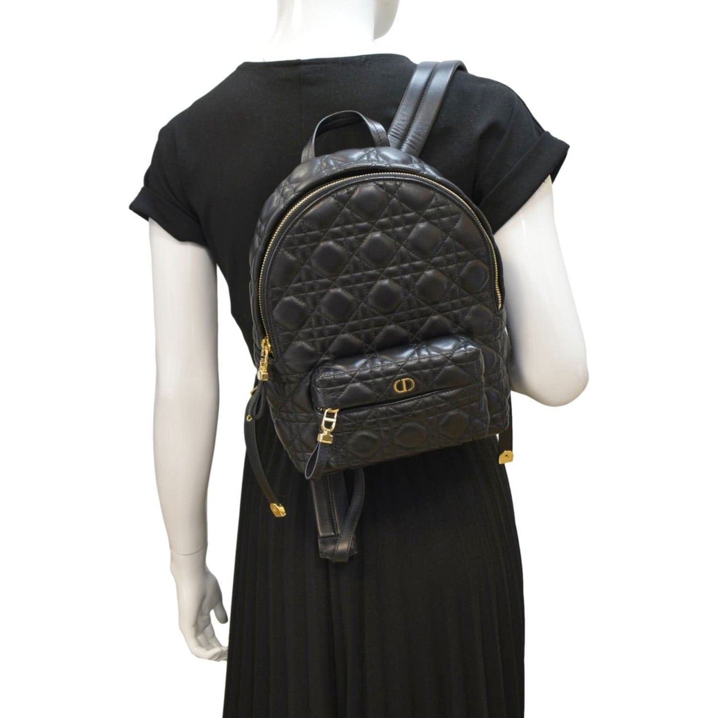 Dior Cannage Backpack Handbag Leather Quilted