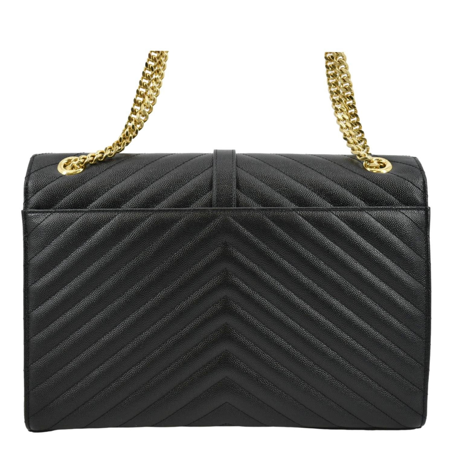 YSL Saint Laurent Yves Envelope Shoulder Bag Leather Matelasse Black