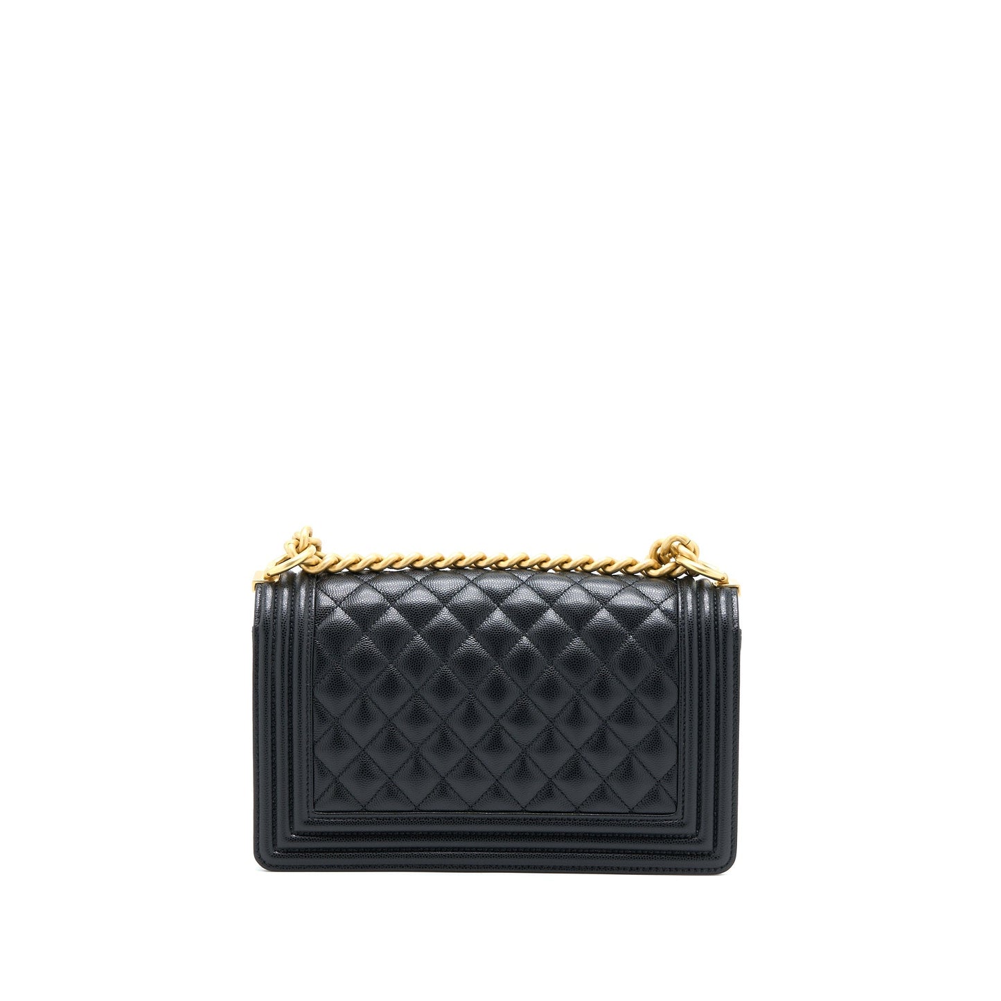 Chanel Boy Caviar Brushed GHW Microchip Black Handbag Ghw Microchip