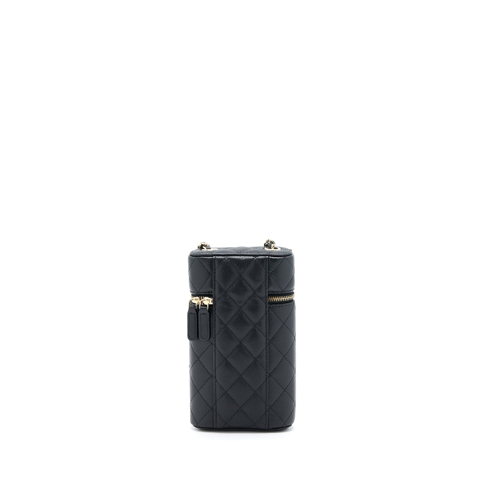 Chanel 21K Vanity Phone Holder Caviar LGHW Black Handbag