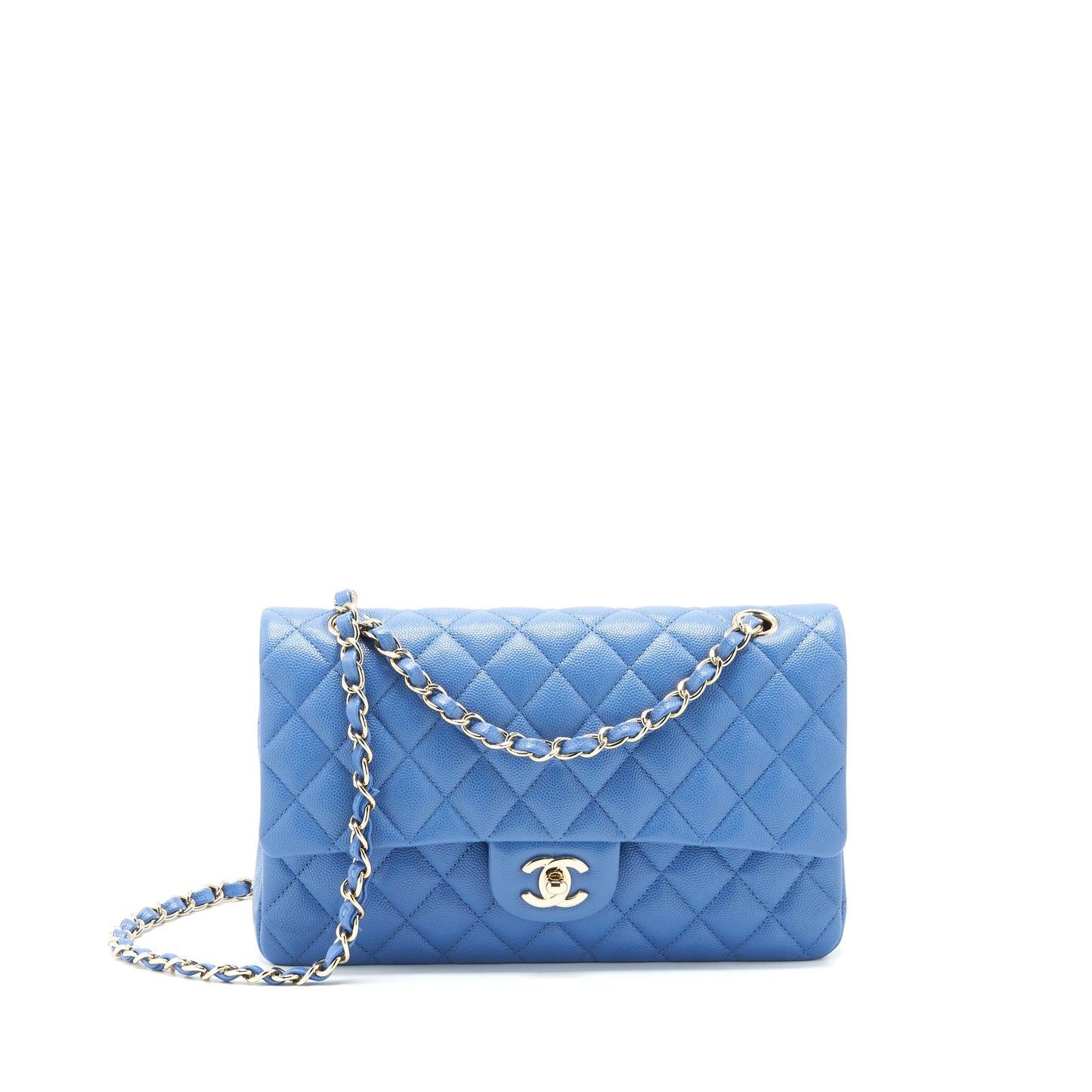 Chanel Classic Double Flap 25cm Caviar LGHW Blue Handbag