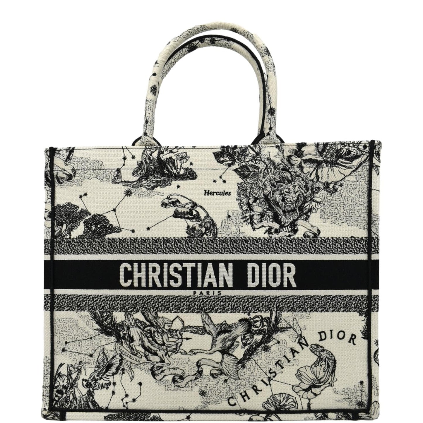 Dior Book Zodiac Embroidery Tote Bag Latte Canvas Dior Zodiac Tote