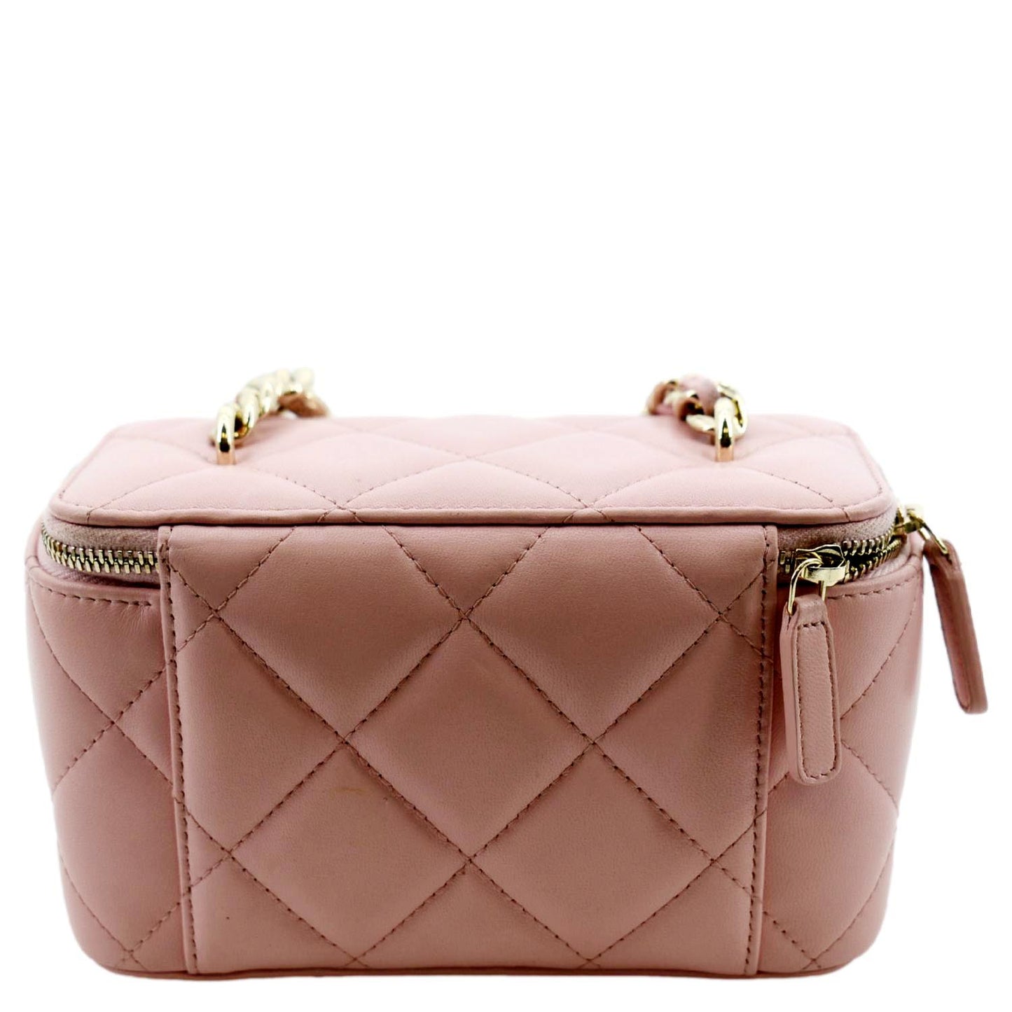 Chanel Resin Elegant Vanity Quilted Leather Pink Travel Bag
