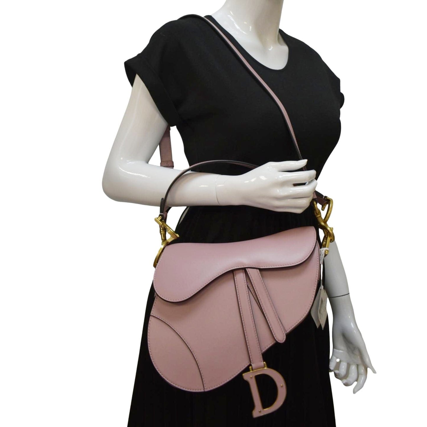 Dior Saddle Smooth Calfskin Satchel Shoulder Bag Antique Leather Pink